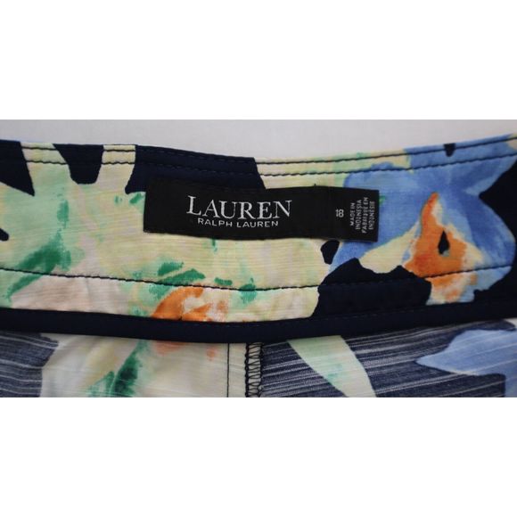 Lauren Ralph Lauren 637675 Women's Plus Sz 18 Navy Floral Shantung Shorts $145 - Picture 5 of 7